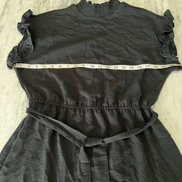 Sam Edelman Black Dress Size Medium Ruffle Tie Belt Boho Flowy - Picture 8 of 11
